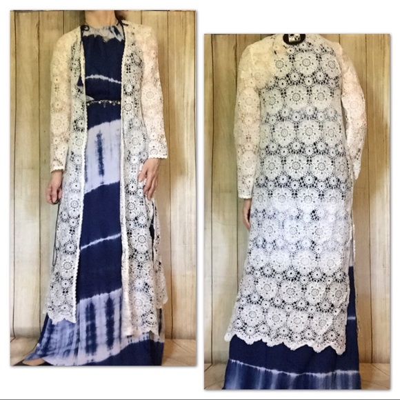 Blue/White Tie Dye Maxi Dress - Picture 4 of 5